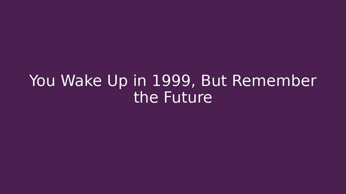 You Wake Up in 1999, But Remember the Future