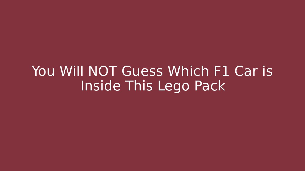You Will NOT Guess Which F1 Car is Inside This Lego Pack - Critter Realm