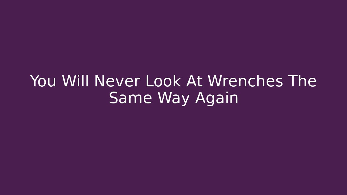 You Will Never Look At Wrenches The Same Way Again - Critter Realm