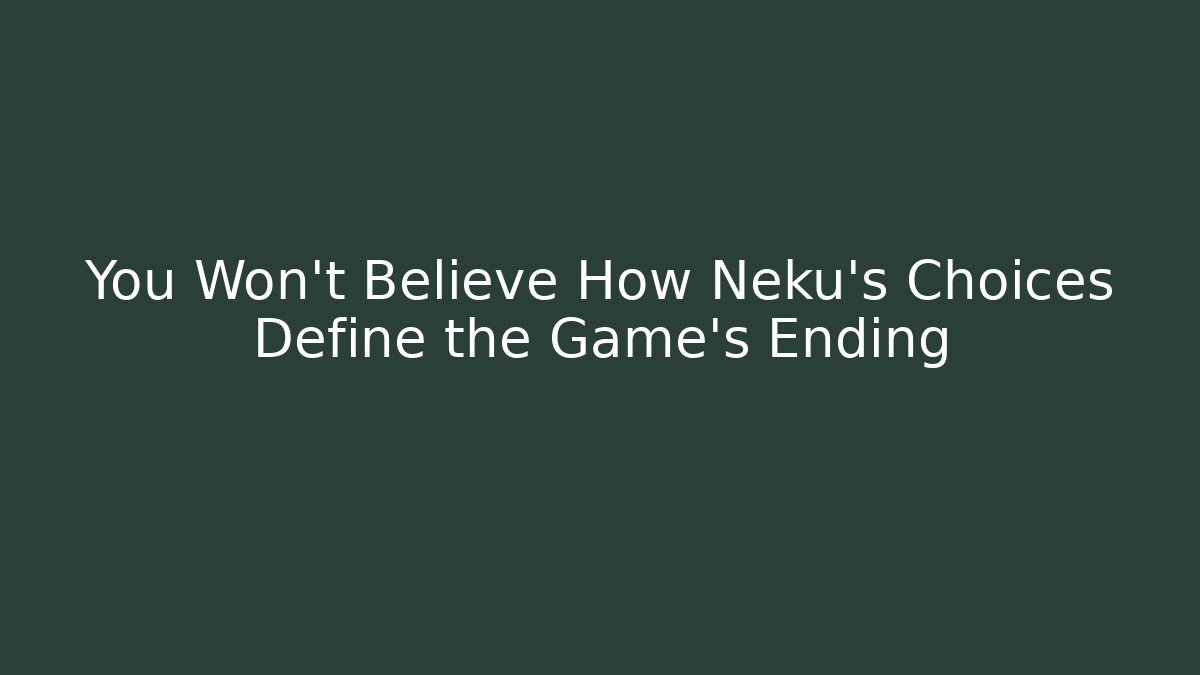 You Won't Believe How Neku's Choices Define the Game's Ending