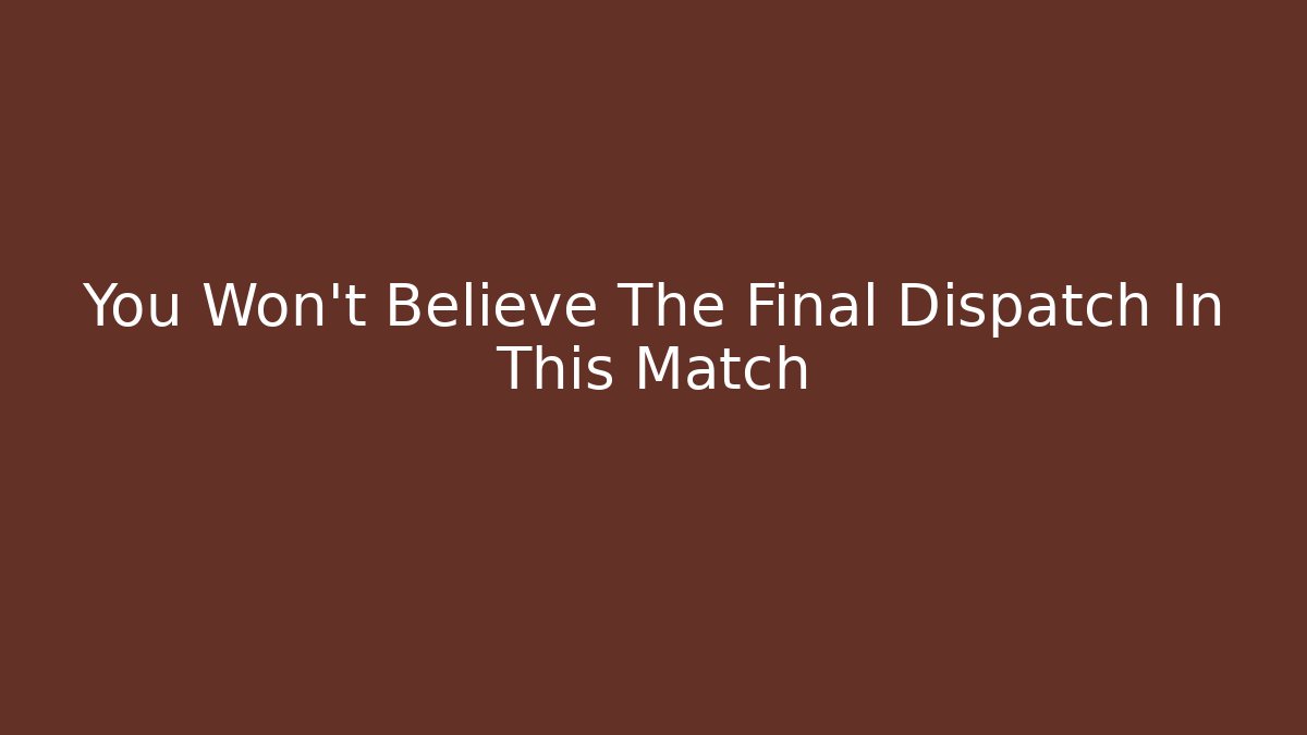 You Won't Believe The Final Dispatch In This Match