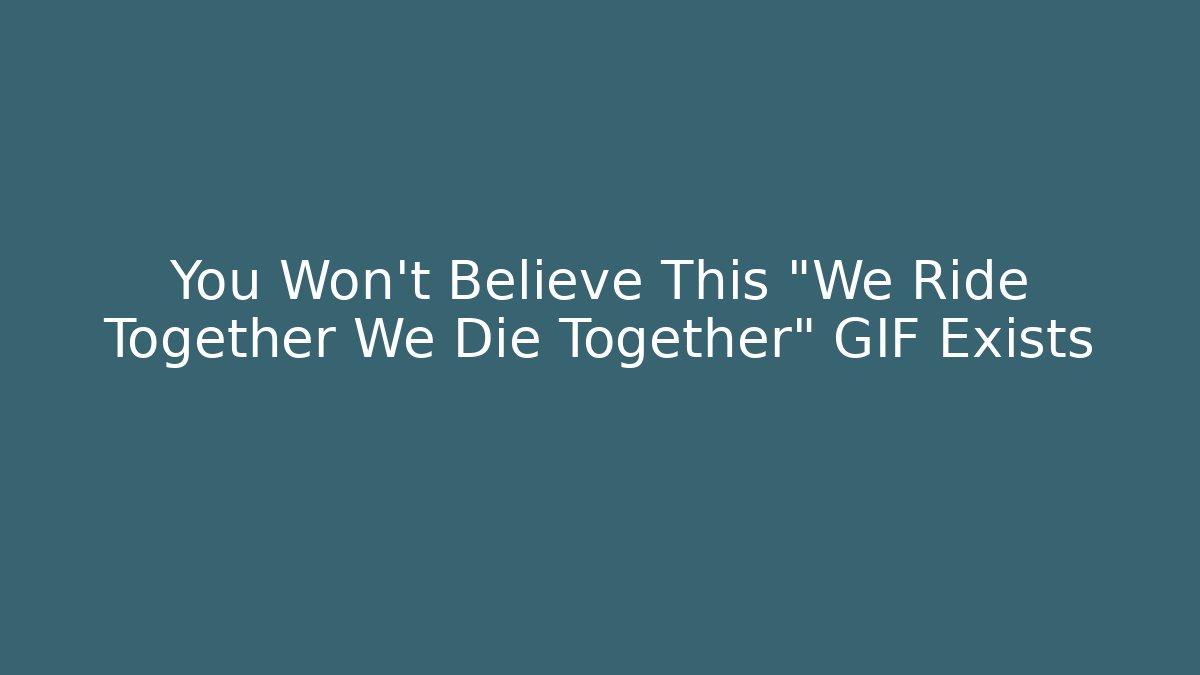 You Won't Believe This "We Ride Together We Die Together" GIF Exists