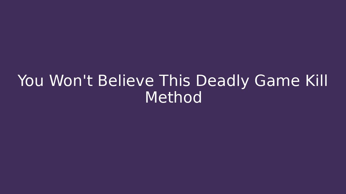 You Won't Believe This Deadly Game Kill Method - Critter Realm