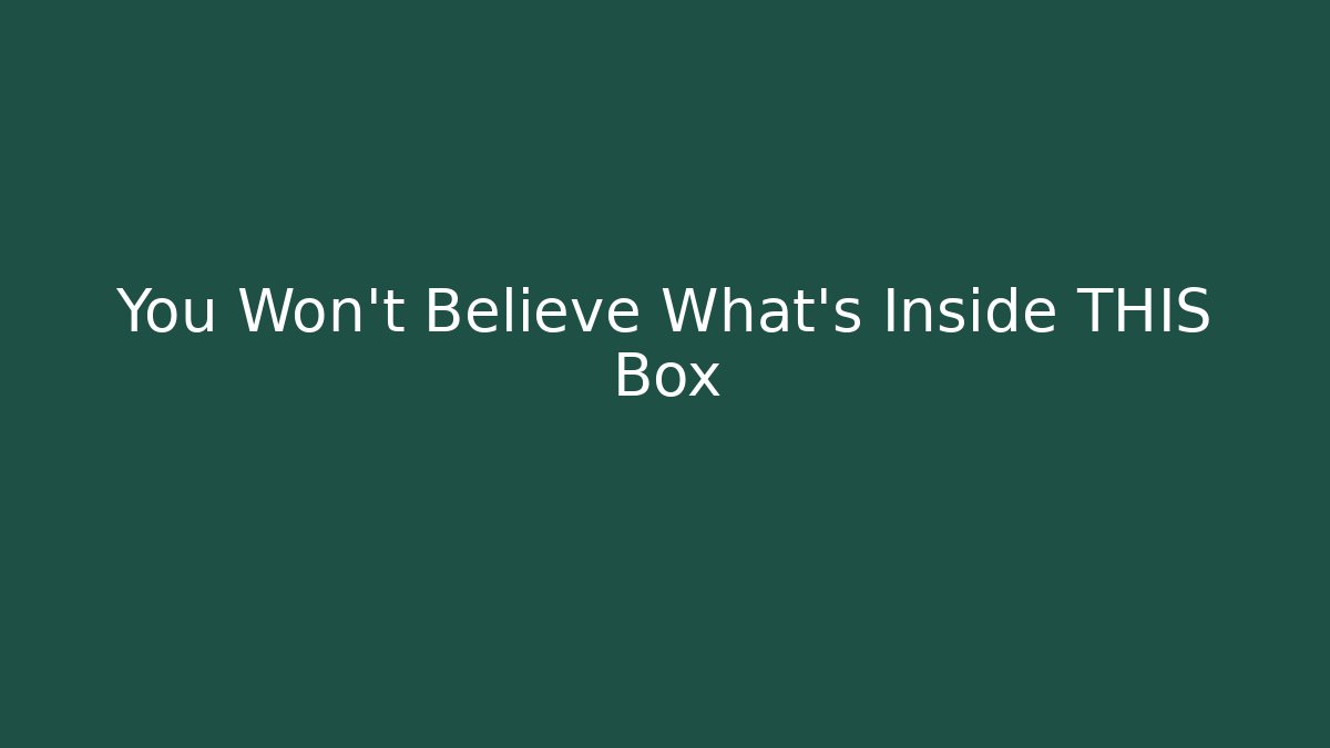You Won't Believe What's Inside THIS Box
