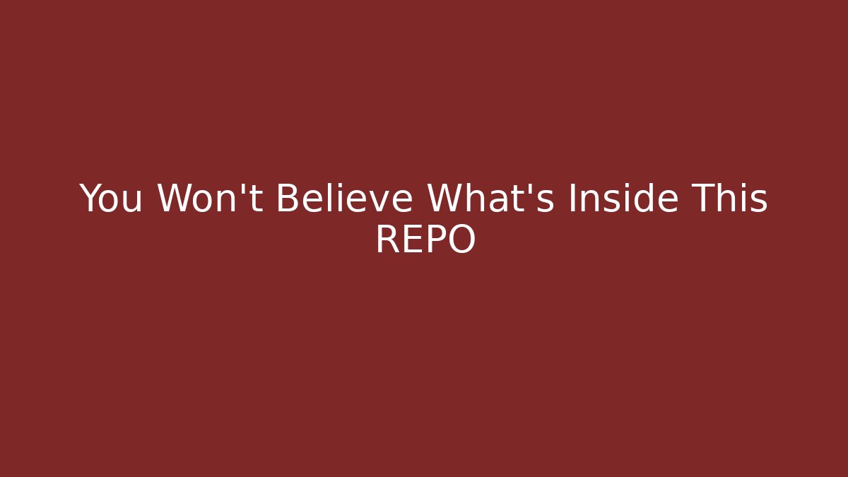 You Won't Believe What's Inside This REPO