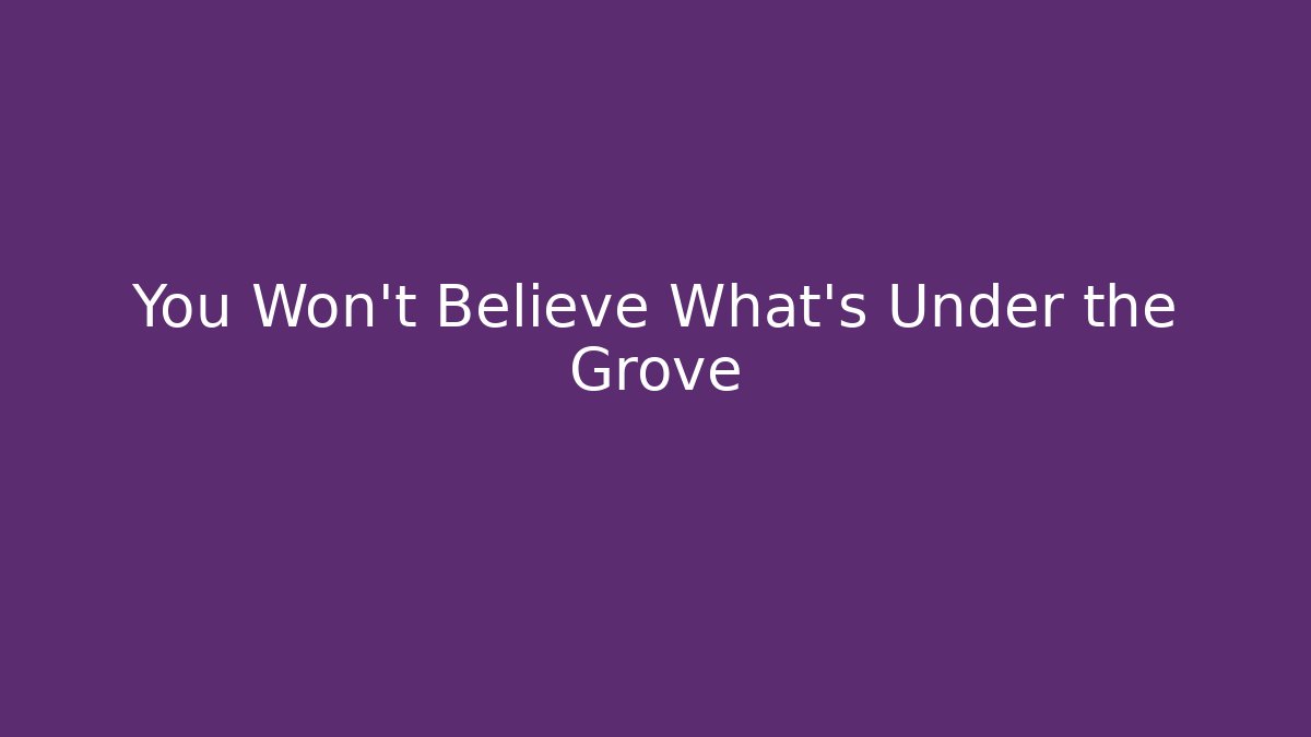 You Won't Believe What's Under the Grove