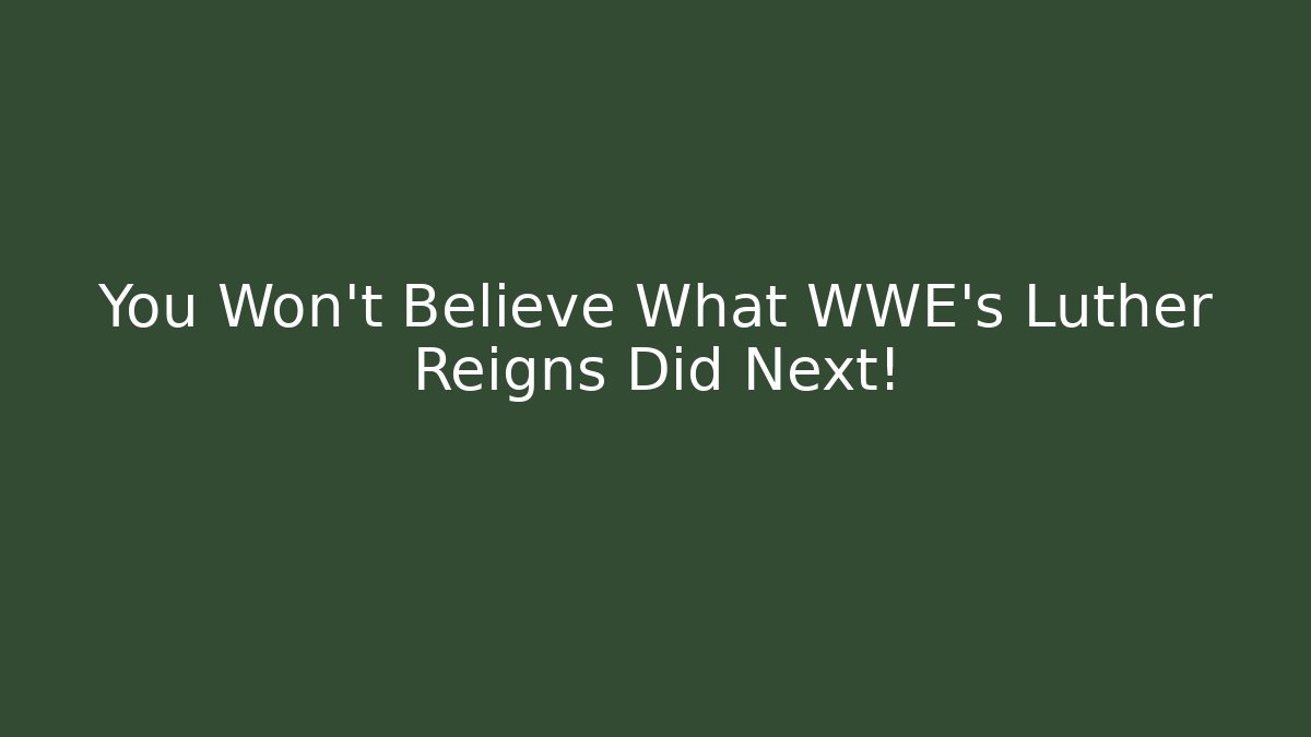 You Won't Believe What WWE's Luther Reigns Did Next!