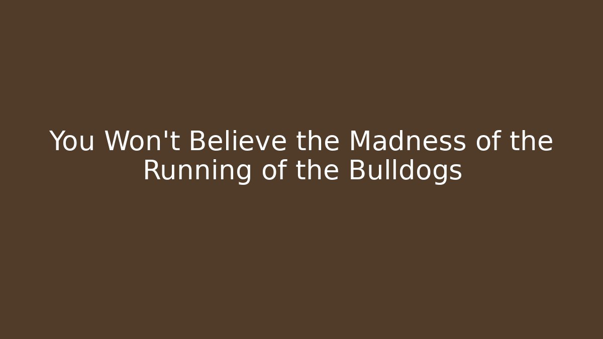 You Won't Believe the Madness of the Running of the Bulldogs