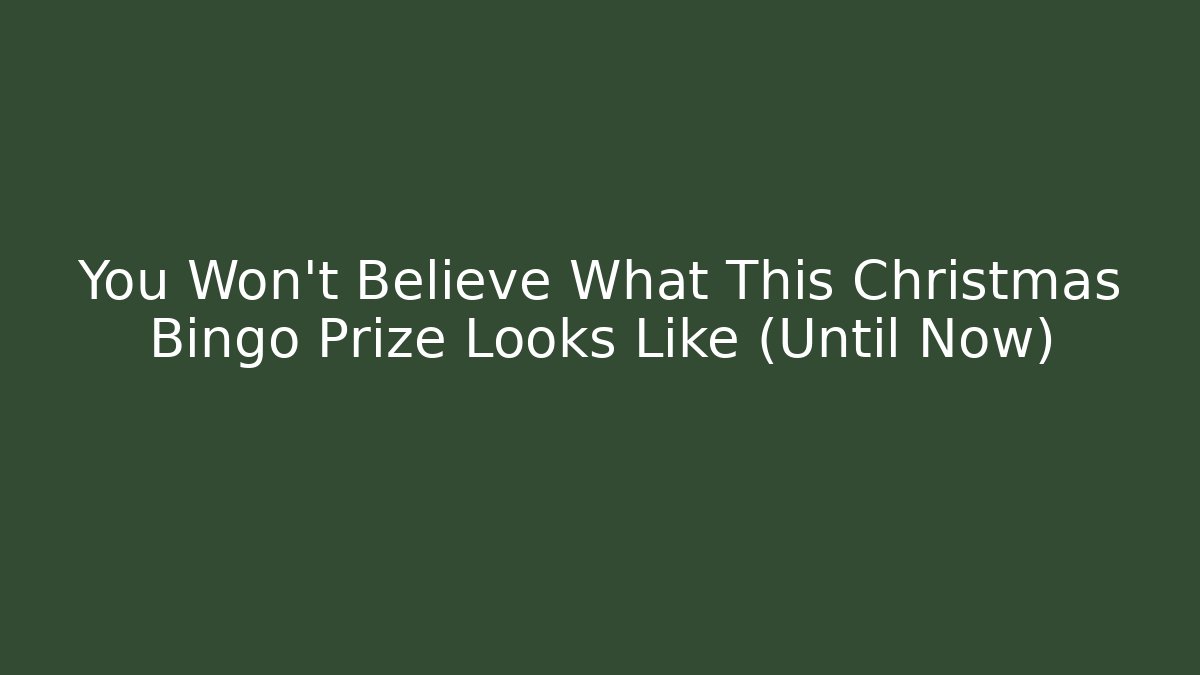 You Won’t Believe What This Christmas Bingo Prize Looks Like (Until Now)