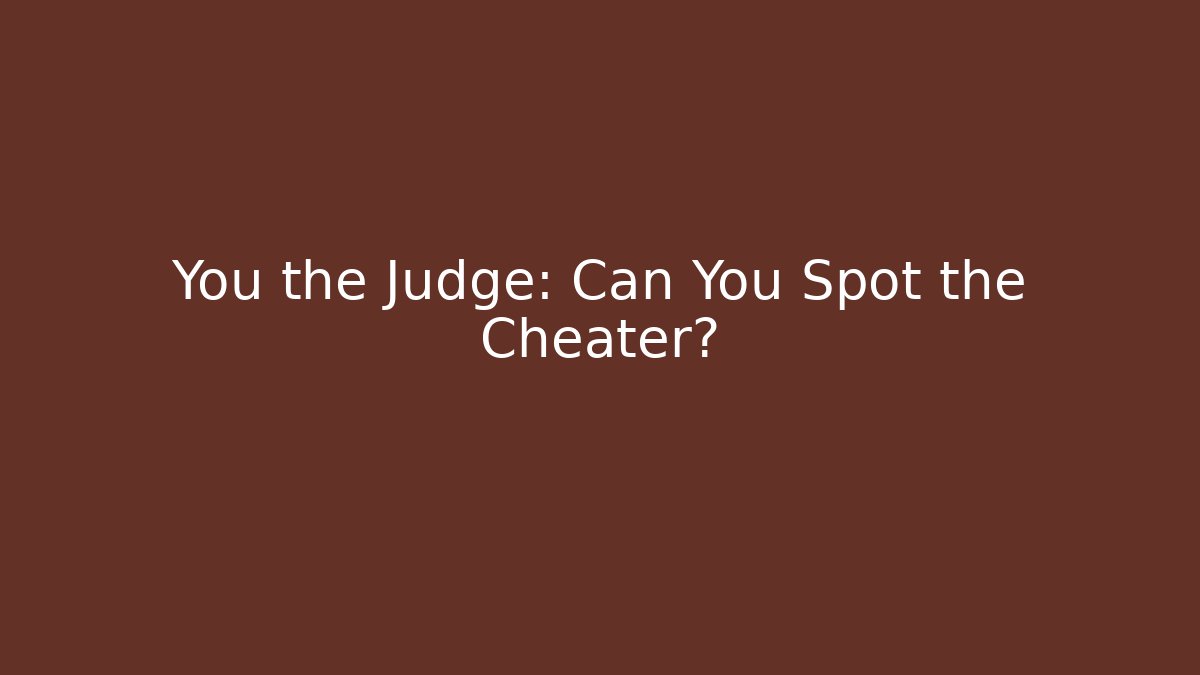 You the Judge: Can You Spot the Cheater? - Critter Realm