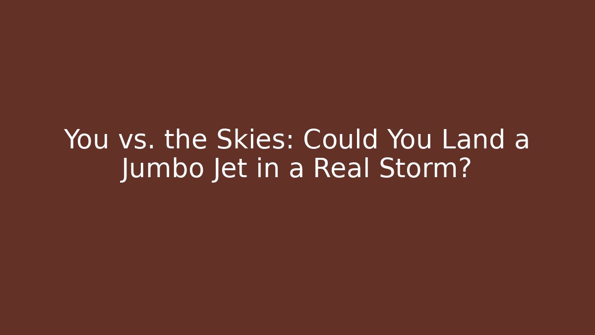 You vs. the Skies: Could You Land a Jumbo Jet in a Real Storm?