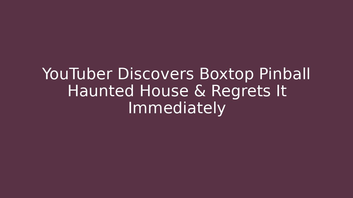 YouTuber Discovers Boxtop Pinball Haunted House & Regrets It Immediately