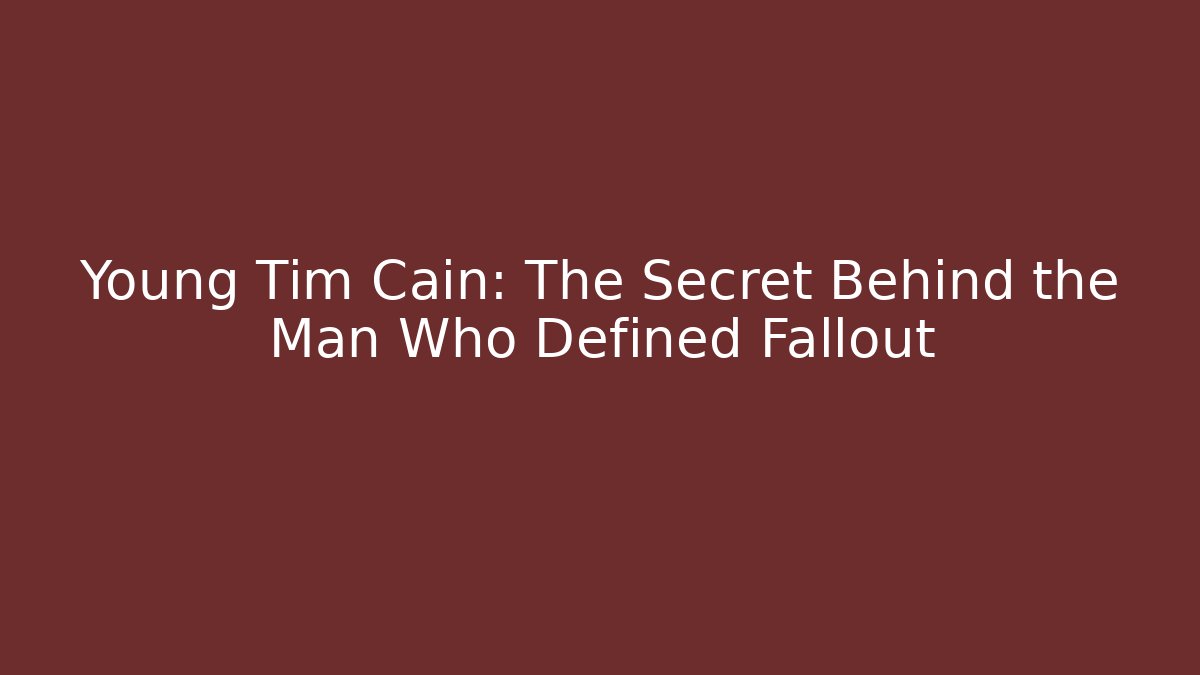 Young Tim Cain: The Secret Behind the Man Who Defined Fallout