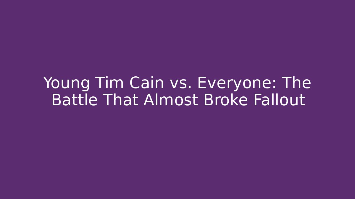 Young Tim Cain vs. Everyone: The Battle That Almost Broke Fallout