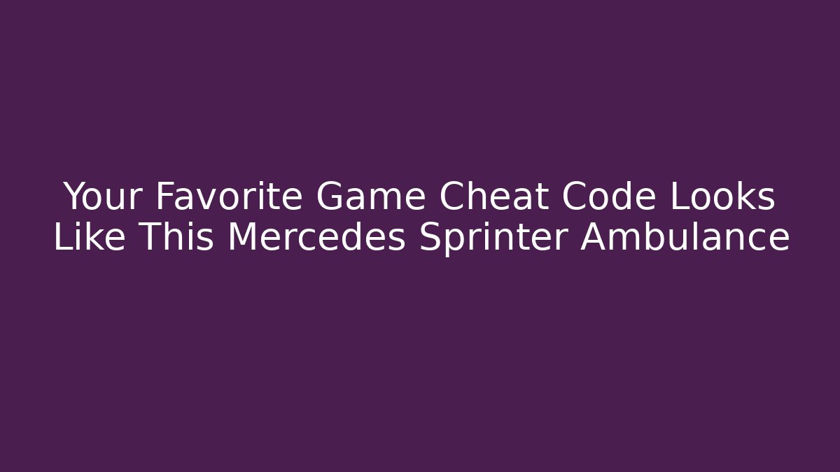 Your Favorite Game Cheat Code Looks Like This Mercedes Sprinter Ambulance - Critter Realm
