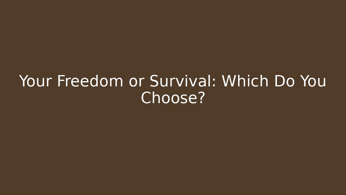 Your Freedom or Survival: Which Do You Choose?
