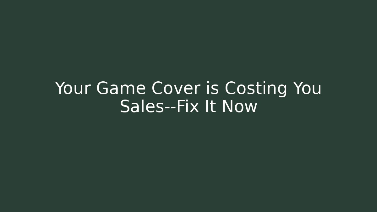 Your Game Cover is Costing You Sales—Fix It Now