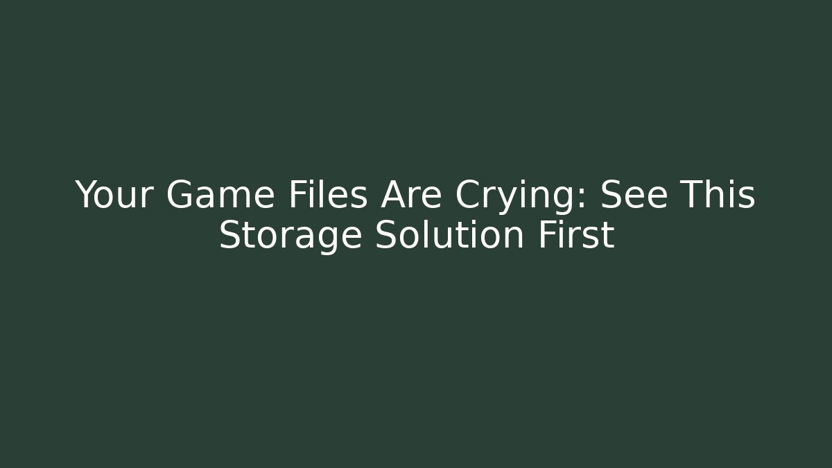 Your Game Files Are Crying: See This Storage Solution First