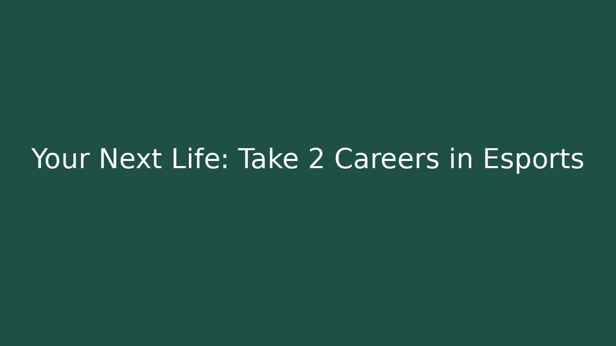 Your Next Life: Take 2 Careers in Esports
