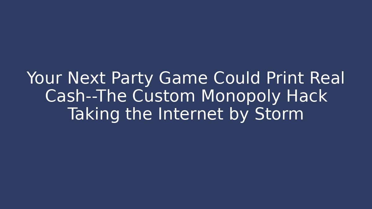 Your Next Party Game Could Print Real Cash—The Custom Monopoly Hack Taking the Internet by Storm