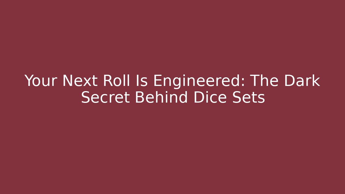 Your Next Roll Is Engineered: The Dark Secret Behind Dice Sets