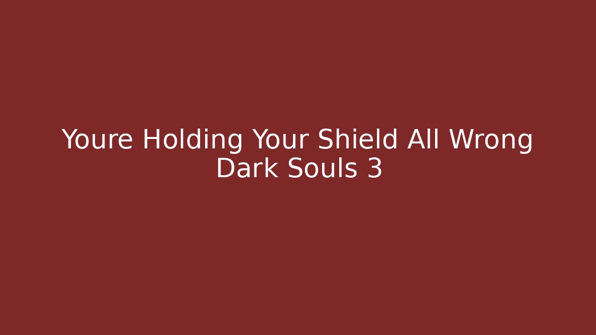 Youre Holding Your Shield All Wrong Dark Souls 3