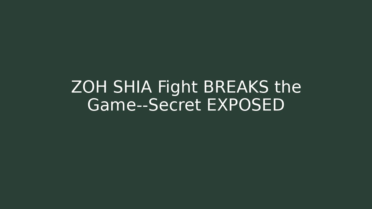 ZOH SHIA Fight BREAKS the Game—Secret EXPOSED