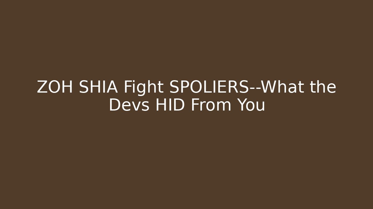 ZOH SHIA Fight SPOLIERS—What the Devs HID From You - Critter Realm