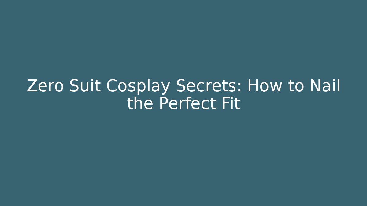 Zero Suit Cosplay Secrets: How to Nail the Perfect Fit