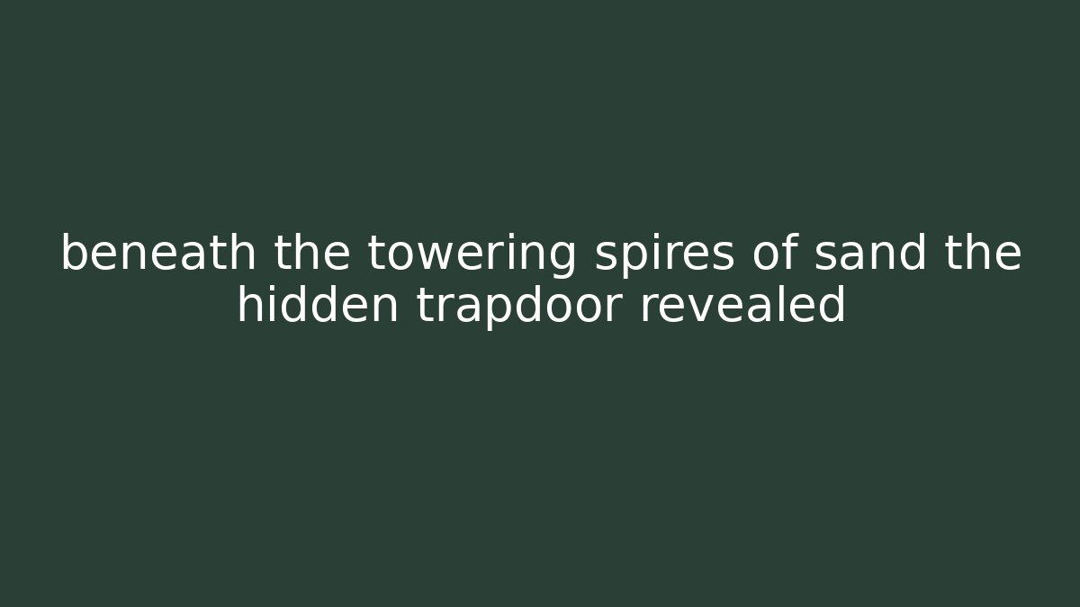 beneath the towering spires of sand the hidden trapdoor revealed