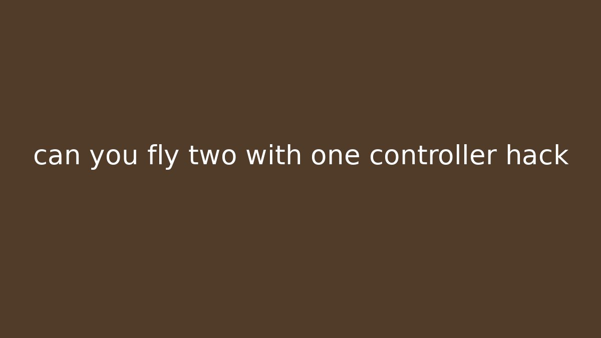 can you fly two with one controller hack