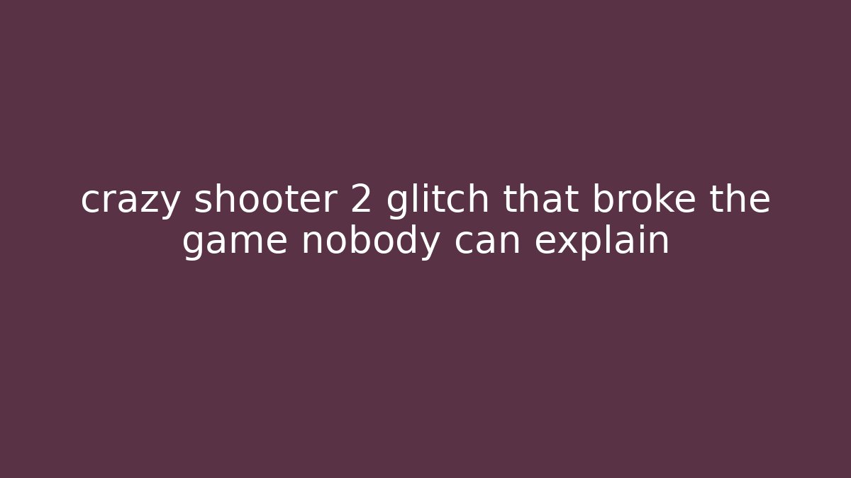 crazy shooter 2 glitch that broke the game nobody can explain