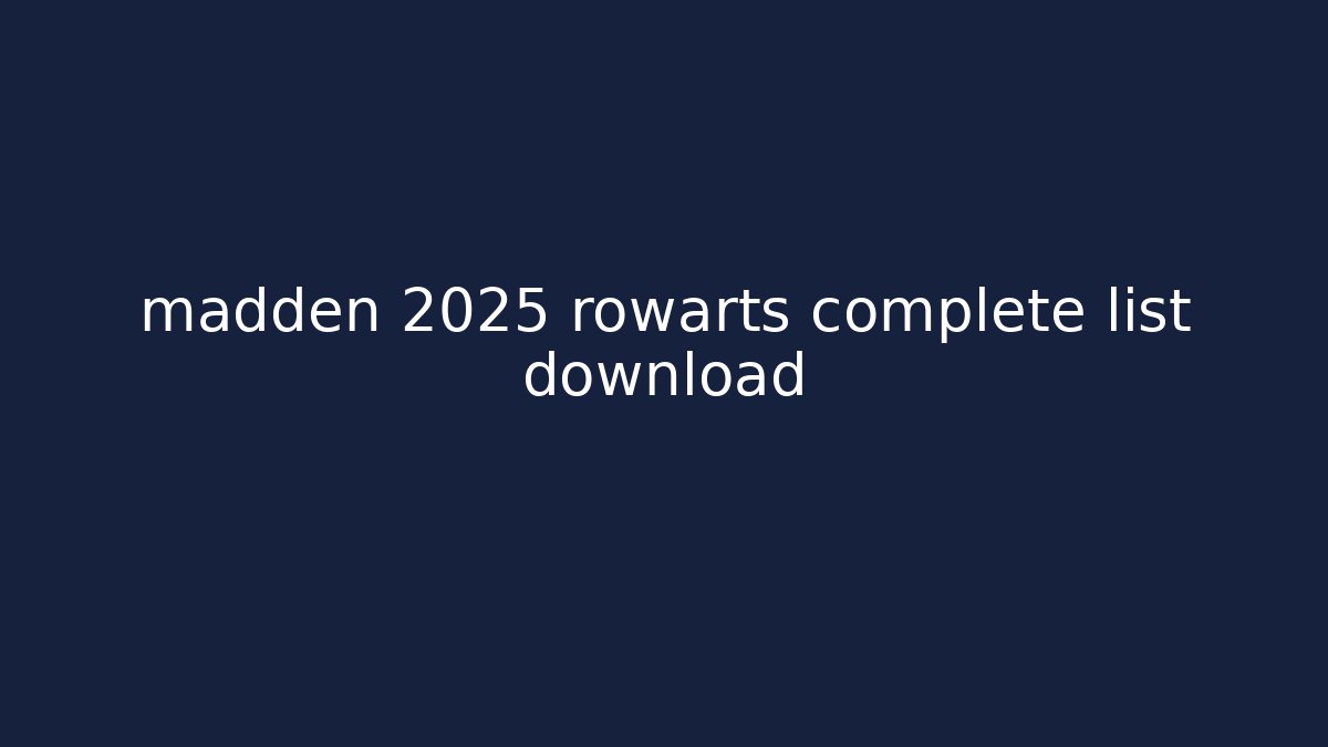 madden 2025 rowarts complete list download - Critter Realm