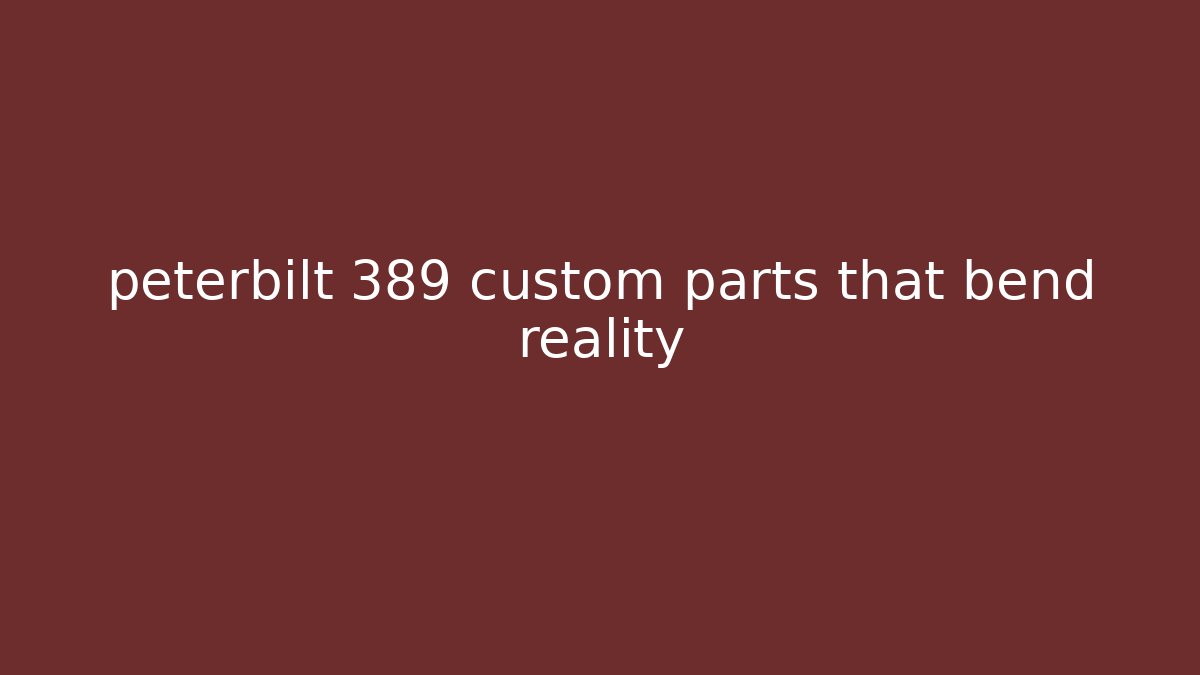peterbilt 389 custom parts that bend reality