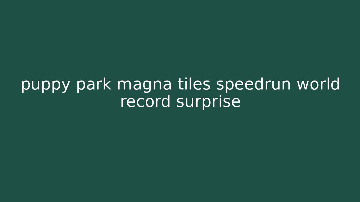puppy park magna tiles speedrun world record surprise