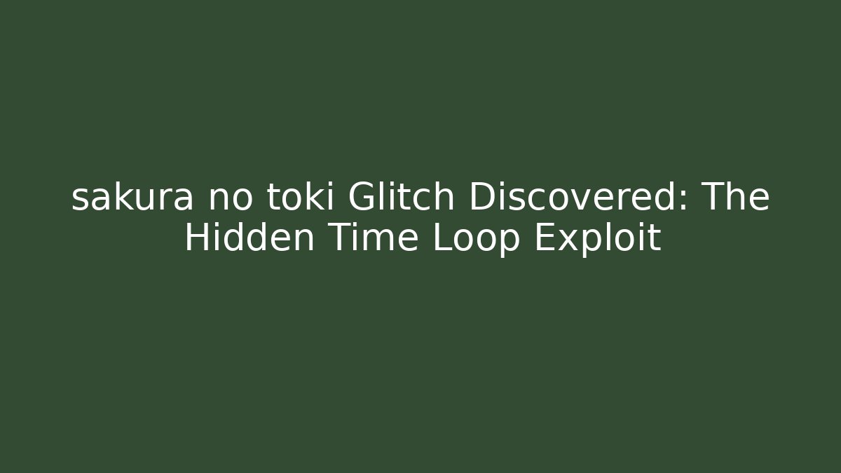 sakura no toki Glitch Discovered: The Hidden Time Loop Exploit