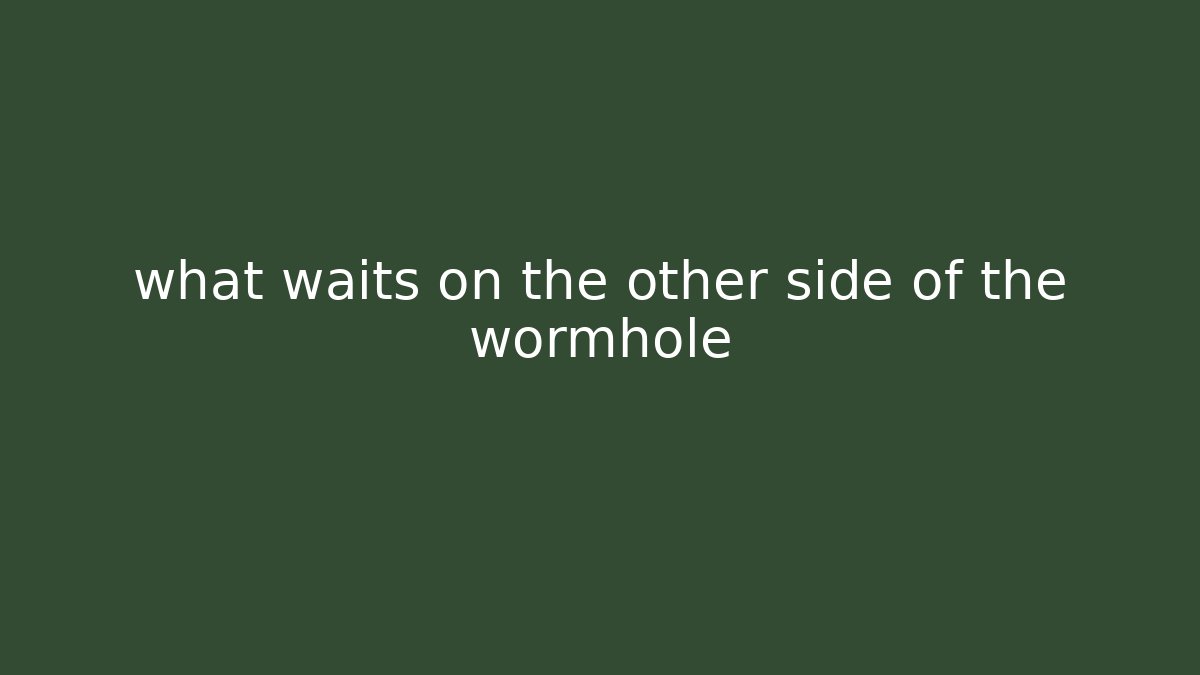 what waits on the other side of the wormhole